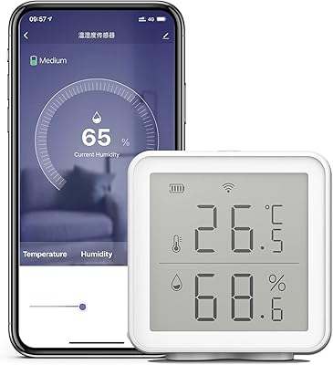 Alisashop capteur d'humidité thermique intelligent wifi compatible avec alexa 27 pieds ultra long
