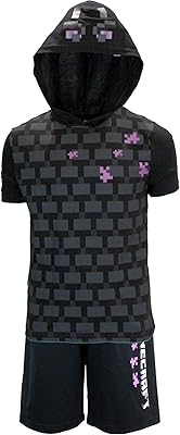 Ensemble de costumes minecraft courts pour garçons avec short tnt noir et logo