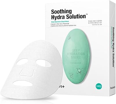 Masque en tissu dr. jart soothing hydra solution pour unisexe, 5 pièces, blanc