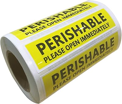 Autocollants d'expédition périssables pour l'emballage, étiquettes d'expédition jaune fluo, 4x1 pouces, 500 pièces
