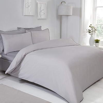 Parure de lit réversible sleepdown, douce et facile d'entretien, avec bords passepoilés, gris