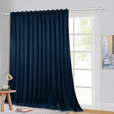 Rideaux de toile de fond extra longs stang h en velours bleu marine