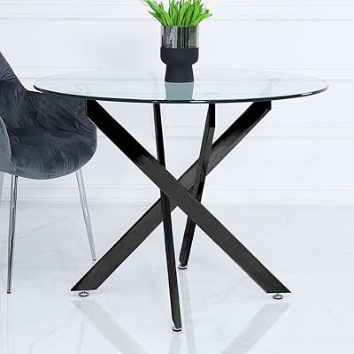 Table à manger vanity living avec table en verre, table à manger ronde