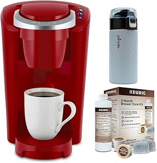 Cafetière keurig k-cup (rouge impérial) avec kit d'entretien de 3 mois et tasse