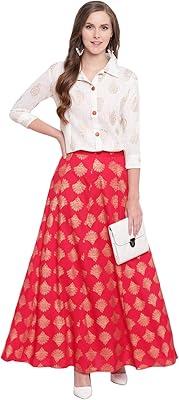 Ensemble chemise et jupe imprimées en coton mélangé pour femme