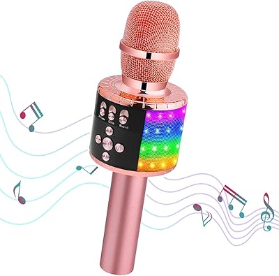 Microphone karaoké sans fil avec sac portable haut-parleur bluetooth portable avec lumières led