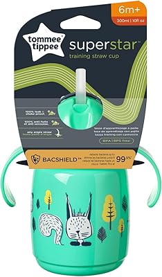 Tommee tippee superstar gobelet avec paille pour tout-petits, technologie 100 % anti-fuite