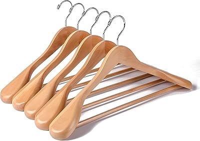 Cintre en bois naturel épaule de 445 cm de large cintre avec barre