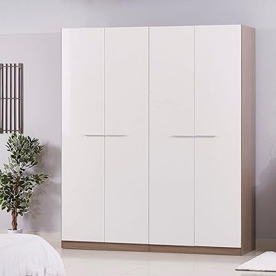 Home box ireland armoire 4 portes 59,6 x 216 x 181,6 cm blanc/marron