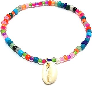 Bracelet de cheville bohème coloré élastique en perles de riz, chaîne de cheville