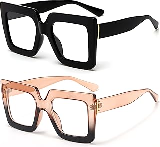 Lunettes de soleil carrées épaisses surdimensionnées pour femmes sans ordonnance noires