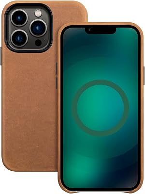 Coque en cuir pour iphone 13 pro max véritable de vache