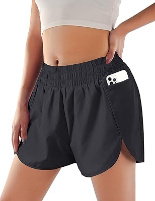 Short de sport de course à séchage rapide pour femme avec taille élastique
