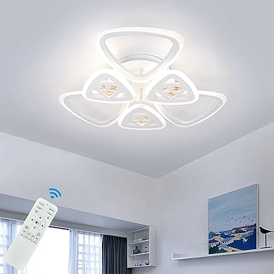 Plafonnier led moderne à intensité variable avec télécommande, lustre led 72 w