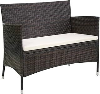 Vedaxl jardin patio extérieur porche balcon banc avec coussin en poly