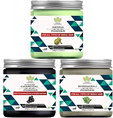 Poudre de henné 100 % pure et naturelle 100 g, poudre de charbon