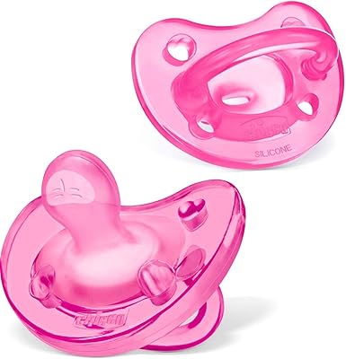 Sucette physio forma 100 % silicone souple 0-6 mois, rose, orthodontique, sans bpa
