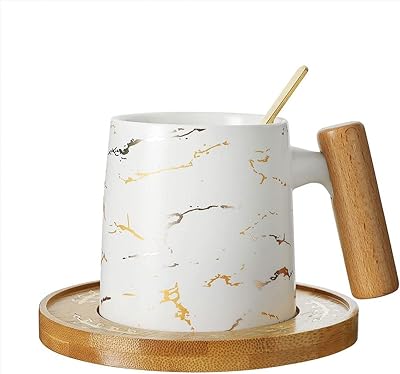 Ensemble tasse et soucoupe en marbre doré de luxe bonita - tasse à