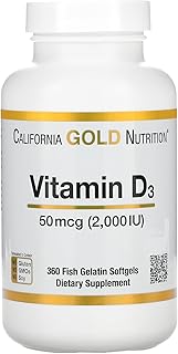California gold nutrition, vitamine d3, 50 mcg (2 000 ui), 360 gélules
