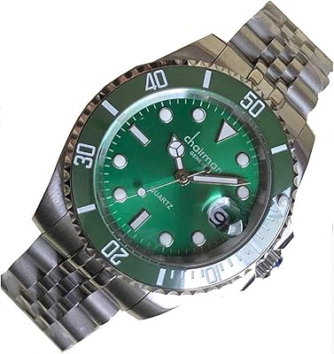 Montre à quartz analogique pour homme avec bracelet en acier inoxydable et cadran