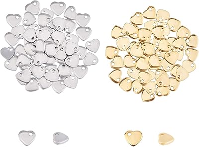 Mini pendentif hypoallergénique en forme de cœur en acier inoxydable, pendentif avec trou