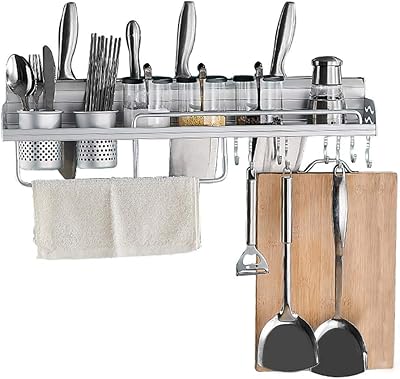 Porte-ustensiles de cuisine polyvalent en aluminium (sans perçage) support de rangement de 50