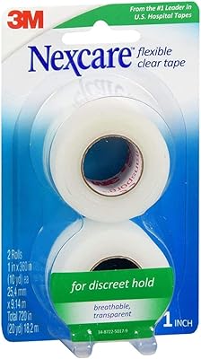 Ruban de premiers secours transparent nexcare flex 3m, 1" x 10", 2 rouleaux