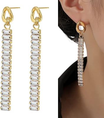 Boucles d'oreilles pendantes goodrun en strass pour femmes et filles, longues boucles d'oreilles