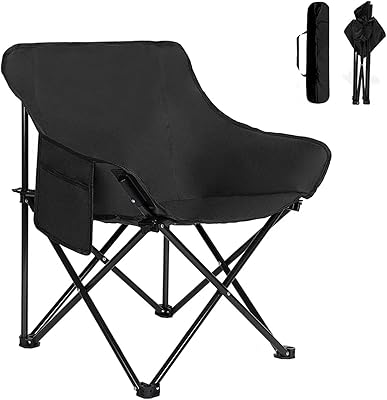 Chaise de camping d'extérieur pliable légère et résistante de 70 cm avec poches