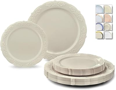 Assiettes jetables en plastique pour mariage vintage lot de 100 assiettes
