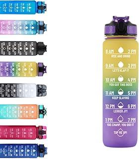 Grande bouteille d'eau de 1 l, bouteille d'eau de sport tritan avec marqueurs