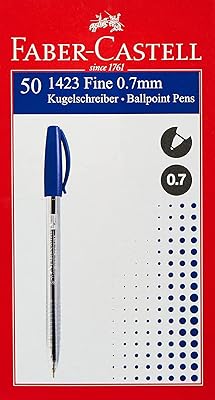 Stylo à bille faber-castell 1423 0,7 mm, boîte de 50 pièces, bleu
