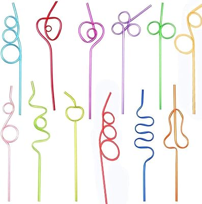 20 pièces de pailles à anneaux tourbillonnants en plastique réutilisables colorées pour enfants