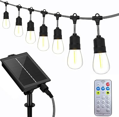 Guirlande solaire led t tercelli avec télécommande, variable et étanche s14 pour jardin