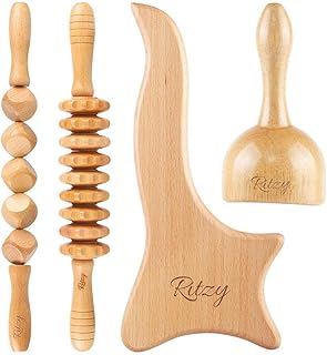 Outils de massage thérapeutique au bois ritzy, ensemble 4 en 1, masseur