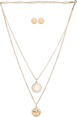 Collier chaîne à deux couches avec boucles d'oreilles de style moderne. Toutes les catégories, tous les prix sur Diaytar
