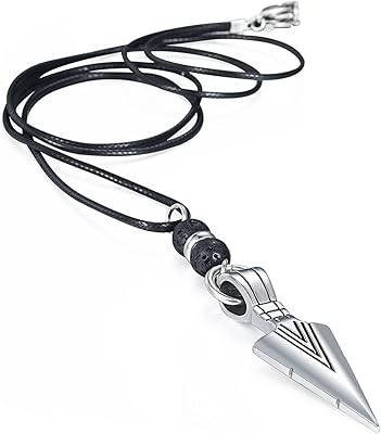 Collier en acier inoxydable hollywood jewelry - symbole de force - homme/femme. cuir avec perles de pierre naturelle et breloque en métal (na). Diaytar : Des offres irrésistibles chaque jour