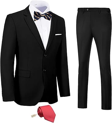 Costume deux pièces coupe cintrée pour hommes, couleur unie, deux boutons, costumes d'affaires, blazer, smoking, fête de mariage, bal, veste, pantalon avec cravate. Diaytar : Parce que vous méritez le meilleur sans vous ruiner