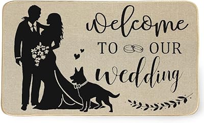 Geeory tapis de porte décoratif pour jeunes mariés, bienvenue dans notre mariage, décorations