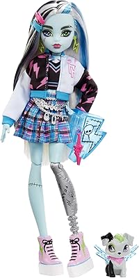 Poupée monster high frankie stein avec accessoires et animal de compagnie, poupée mannequin