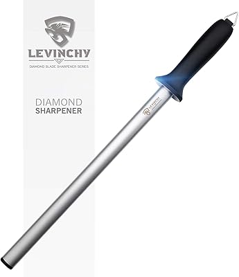 Aiguiseur de couteaux en acier diamant levenci 12 pouces, acier professionnel revêtu