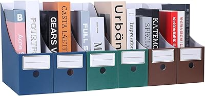 Porte-classeurs et magazines en carton avec étiquettes, organiseur de bureau pour livres, documents et cahiers, 3 couleurs (vert, bleu et marron). Diaytar : Des prix qui défient toute concurrence