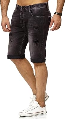 Short en jean déchiré coupe slim pour homme, short extensible décontracté