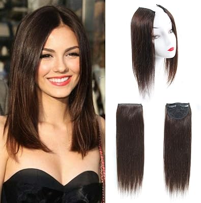 2 extensions à clips marron foncé 14", extension de cheveux raides environ 25