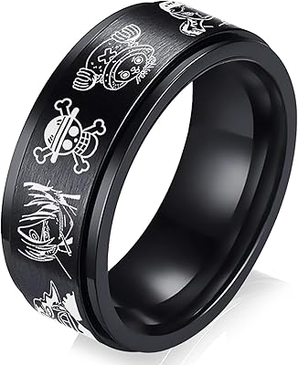 Bague one piece bagues anime pour hommes garçons bague spinner en acier inoxydable