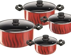 Batterie de cuisine en aluminium tefal tempo flame g6 - 8 pièces, rouge, modèle c3079082. Faites-vous plaisir sans culpabiliser avec Diaytar