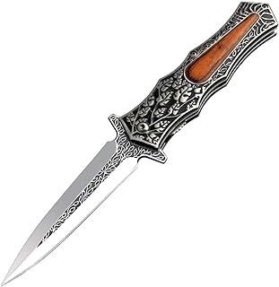 Couteau pliant, couteau de poche en acier inoxydable avec motifs de gravure rétro