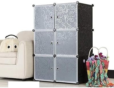 Armoire portable à 6 portes pour organiser les vêtements, le salon et la chambre