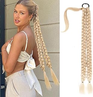 (80 cm, 3bz-blonde mixte) - extension de queue de cheval tressée double longue de 80 cm, extensions de cheveux longues et droites enveloppantes autour de la queue de cheval avec attache de cheveux yaki postiches synthétiques douces naturelles pour femmes à usage quotidien(.... Gagnez du temps et de l'argent avec Diaytar