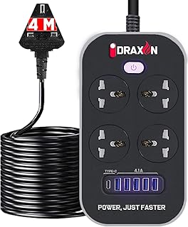 Rallonge d'alimentation 4 ports adaptateur multiprise universel avec 6 ports usb